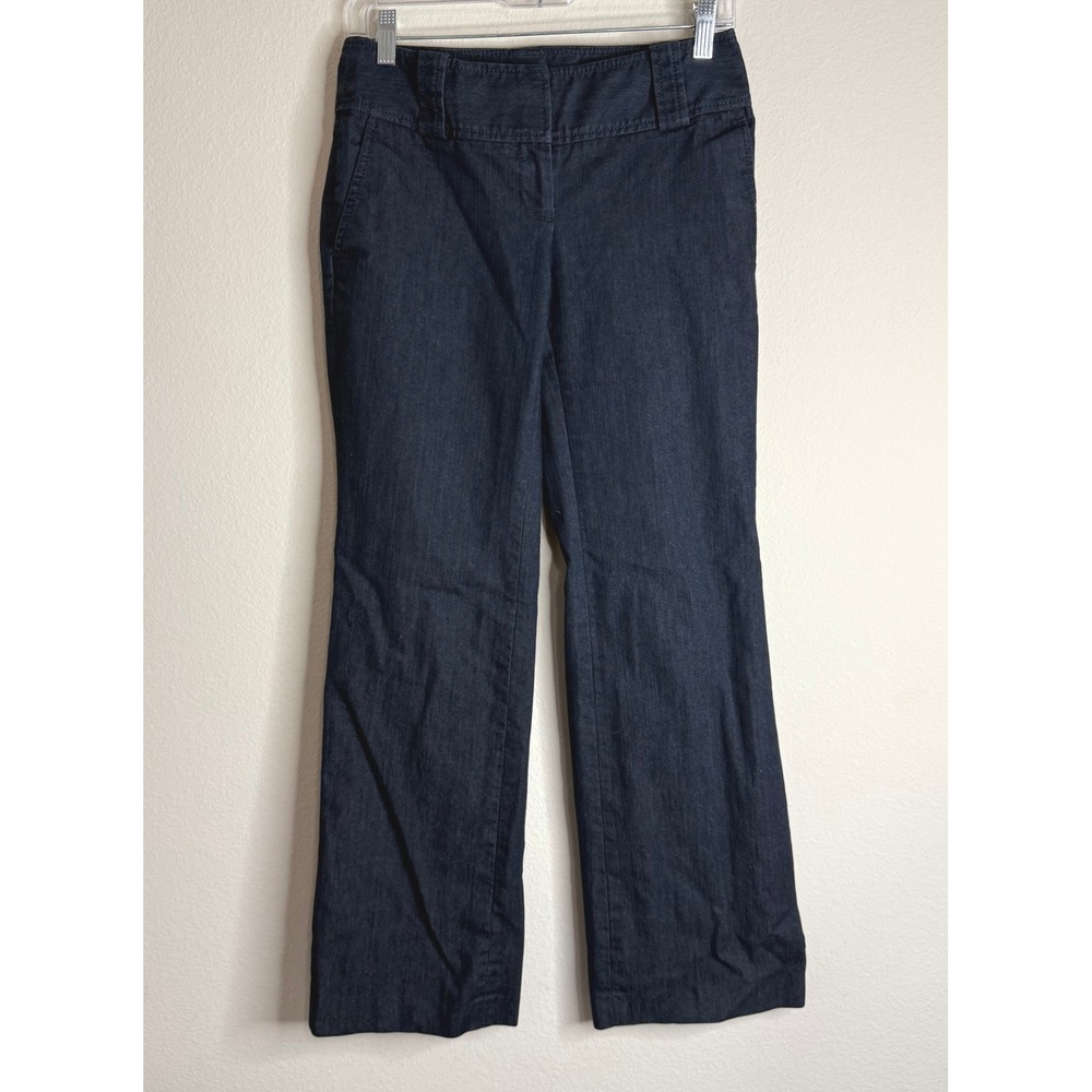 Ann Taylor LOFT Trousers Women 0 Marisa Dark Wash Denim Straight Leg Pants